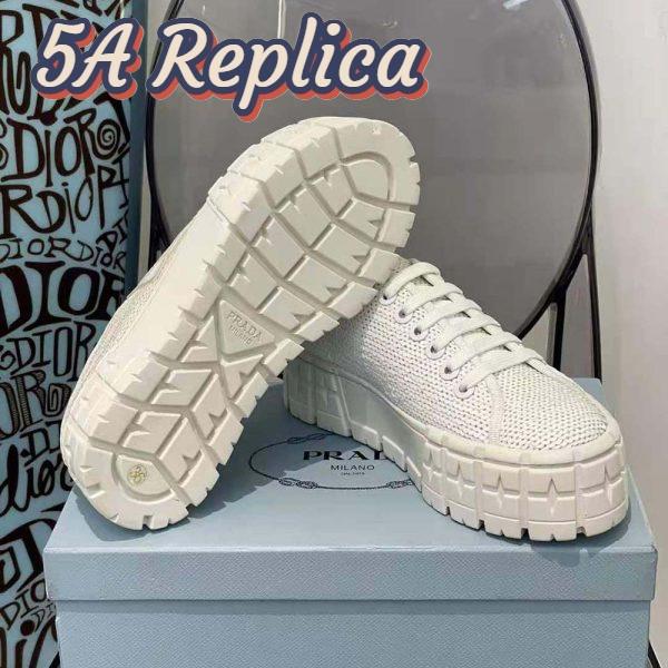 Replica Prada Women Double Wheel Sequin Sneakers-White 9