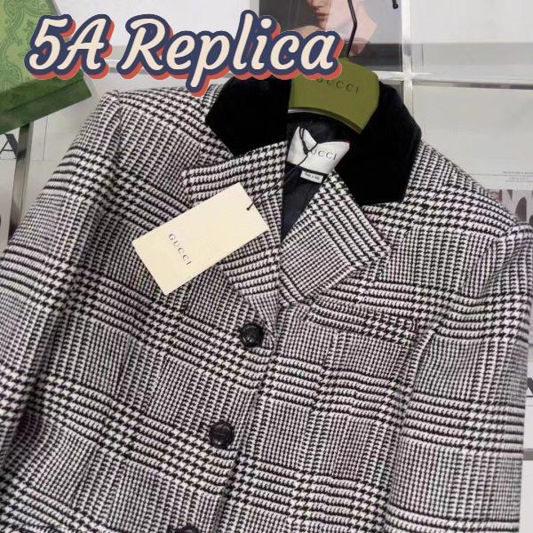 Replica Gucci Men GG Prince Wales Check Jacket Black White Long Sleeves Flap Pockets 6