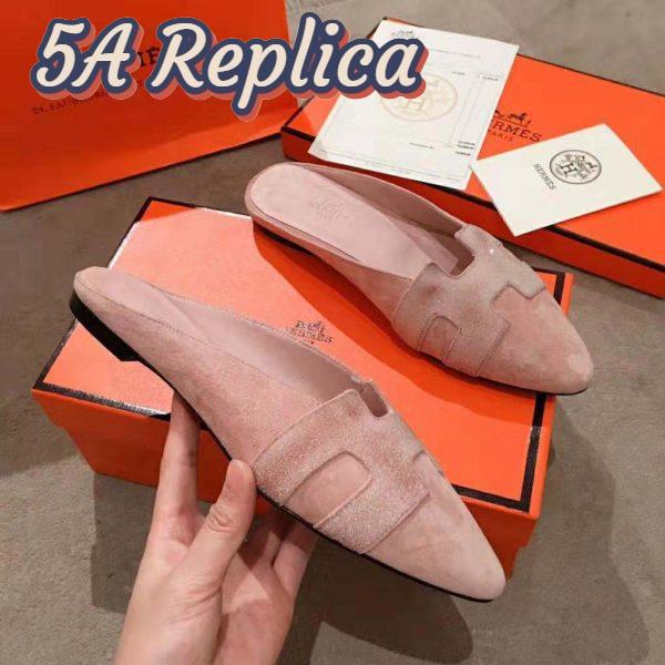 Replica Hermes Women Roxane Mule Shoes Pink 9