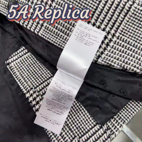 Replica Gucci Men GG Prince Wales Check Jacket Black White Long Sleeves Flap Pockets 9