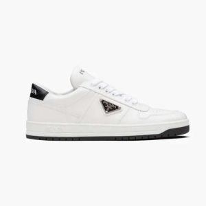 Replica Prada Women Downtown Perforated Leather Sneakers-White