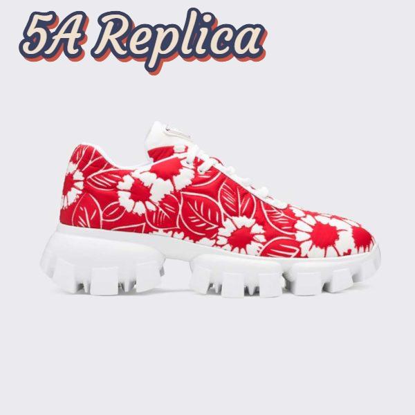 Replica Prada Women Printed Nylon Sneakers-Red