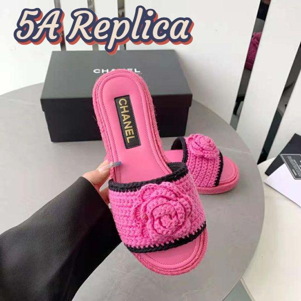 Replica Chanel Women Mules Crochet Ivory and Black 0.5 cm Heel-Rose 6