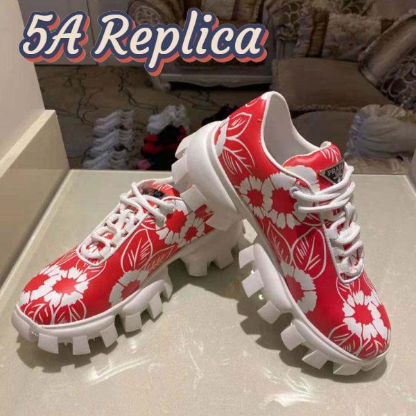 Replica Prada Women Printed Nylon Sneakers-Red 5