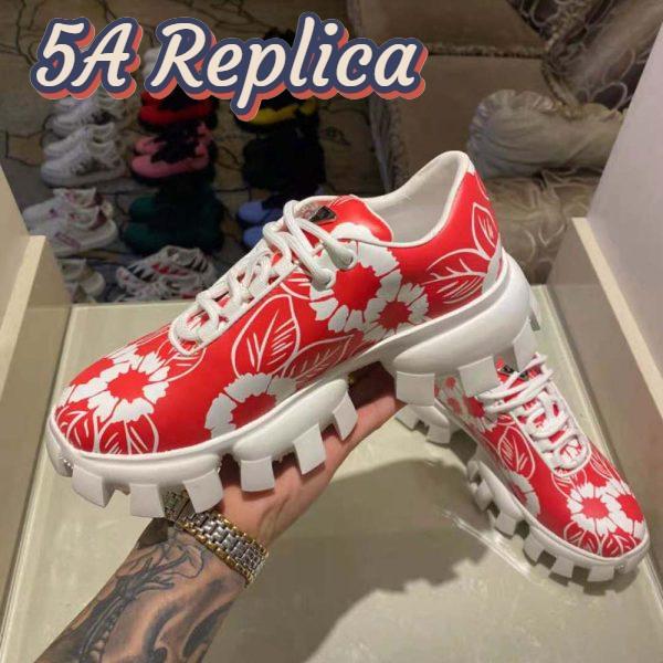 Replica Prada Women Printed Nylon Sneakers-Red 6