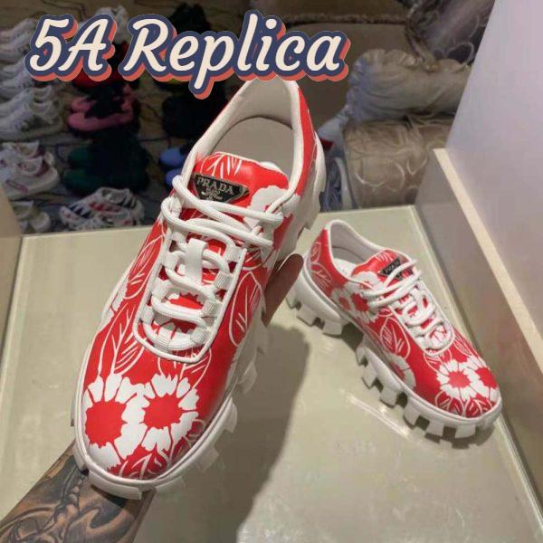 Replica Prada Women Printed Nylon Sneakers-Red 7