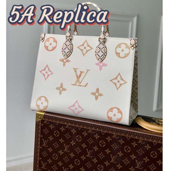 Replica Louis Vuitton Women OnTheGo MM Tote Beige Monogram Coated Canvas Textile Lining 3