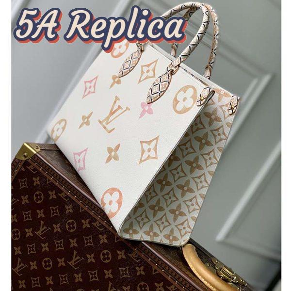 Replica Louis Vuitton Women OnTheGo MM Tote Beige Monogram Coated Canvas Textile Lining 5