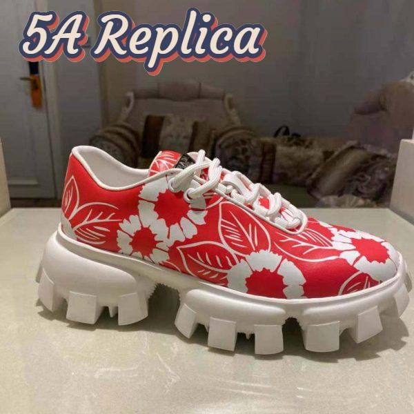 Replica Prada Women Printed Nylon Sneakers-Red 9