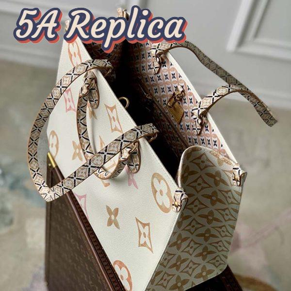 Replica Louis Vuitton Women OnTheGo MM Tote Beige Monogram Coated Canvas Textile Lining 7