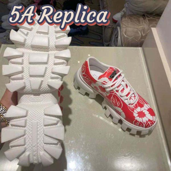 Replica Prada Women Printed Nylon Sneakers-Red 11
