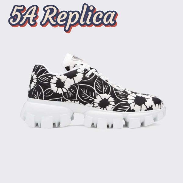 Replica Prada Women Printed Nylon Sneakers-Black