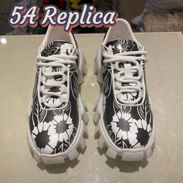 Replica Prada Women Printed Nylon Sneakers-Black 3