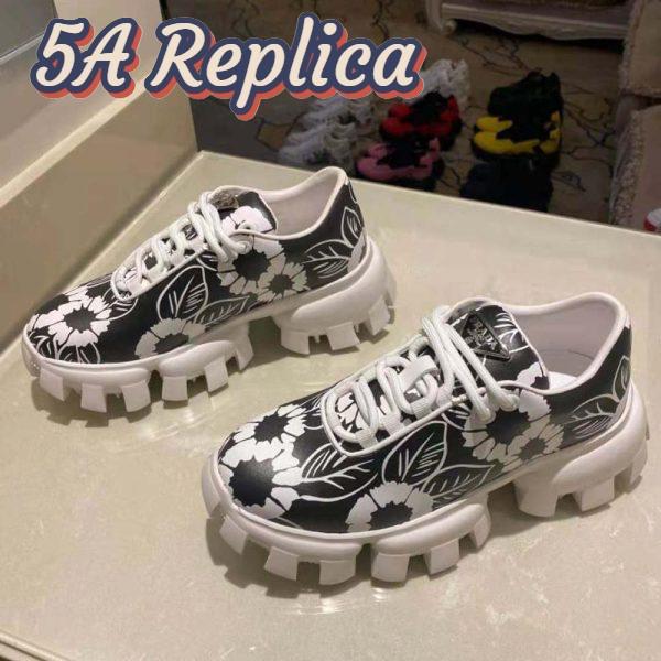Replica Prada Women Printed Nylon Sneakers-Black 4