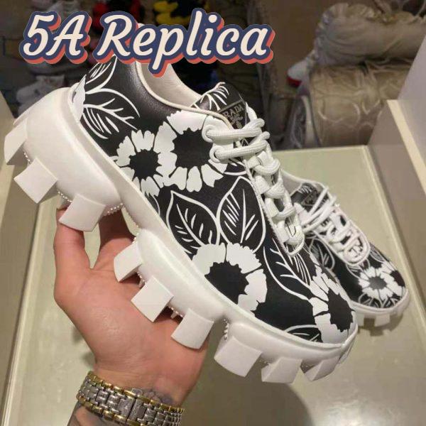 Replica Prada Women Printed Nylon Sneakers-Black 7