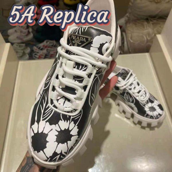 Replica Prada Women Printed Nylon Sneakers-Black 8