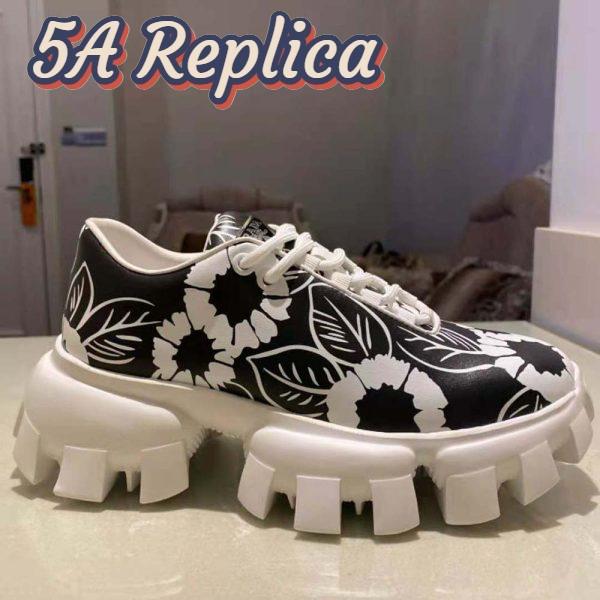 Replica Prada Women Printed Nylon Sneakers-Black 9