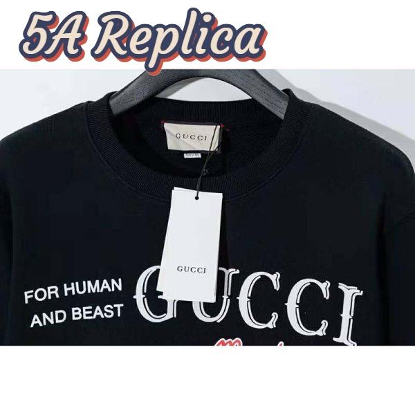 Replica Gucci Men Gucci ‘Mad Cookies’ Print Sweatshirt Cotton Crewneck Slim Fit-Black 6