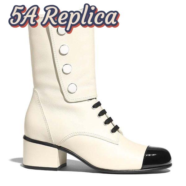 Replica Chanel Women Ankle Boots Calfskin & Patent Calfskin 4.6 cm Heel-Beige 2