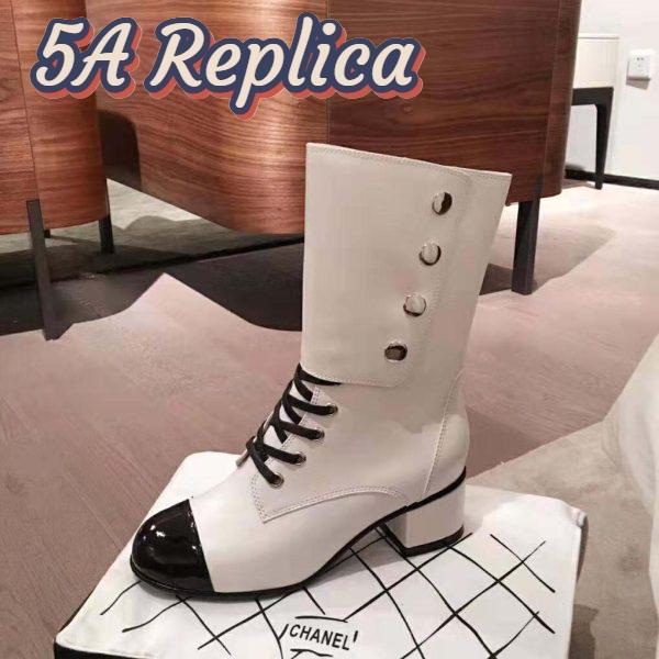 Replica Chanel Women Ankle Boots Calfskin & Patent Calfskin 4.6 cm Heel-Beige 3