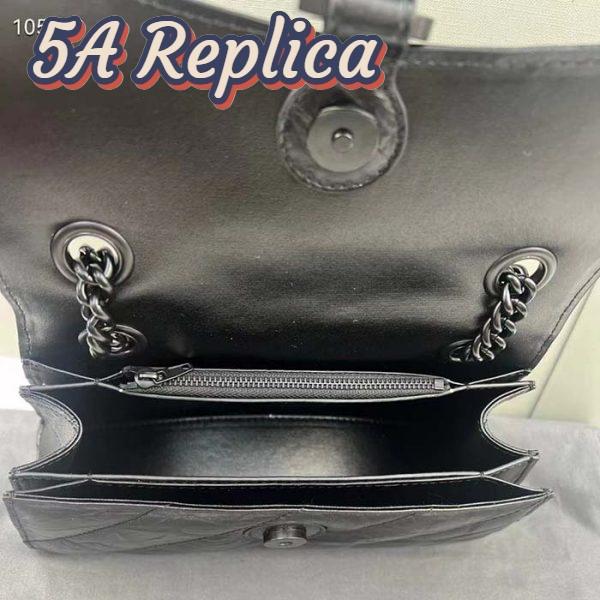 Replica Balenciaga Women Crush Small Chain Bag Quilted Black Crushed Calfskin Black Matte Hardware 6