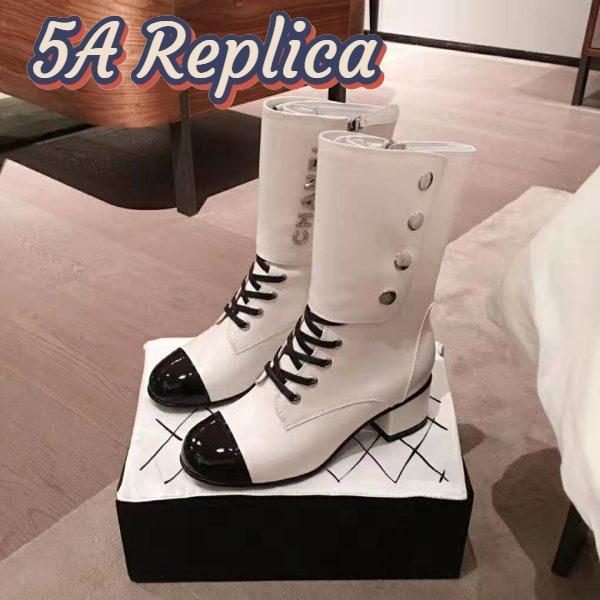 Replica Chanel Women Ankle Boots Calfskin & Patent Calfskin 4.6 cm Heel-Beige 5
