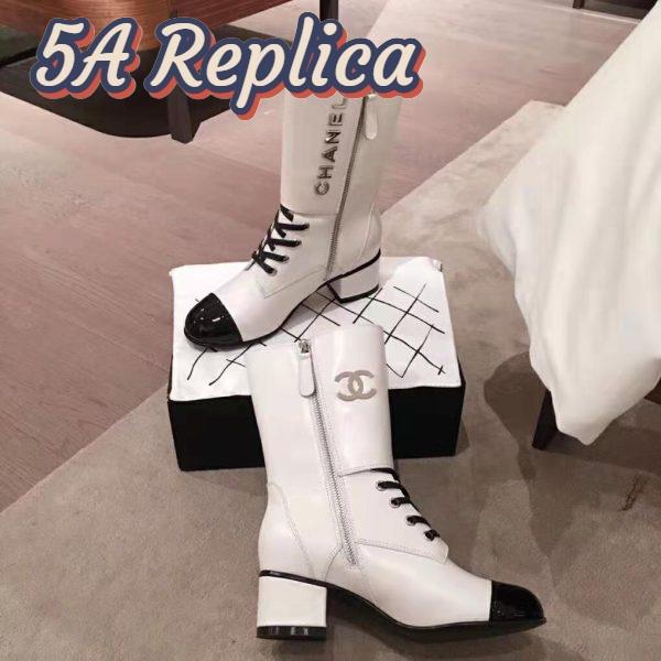 Replica Chanel Women Ankle Boots Calfskin & Patent Calfskin 4.6 cm Heel-Beige 6