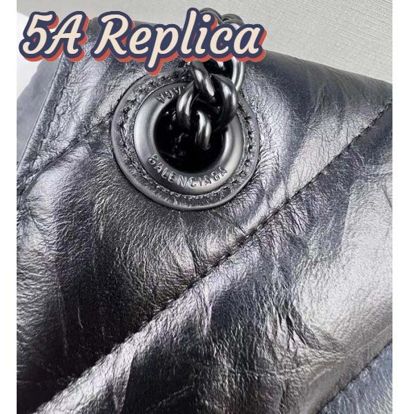 Replica Balenciaga Women Crush Small Chain Bag Quilted Black Crushed Calfskin Black Matte Hardware 9