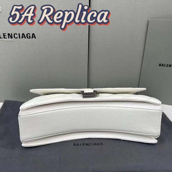 Replica Balenciaga Women Crush Small Chain Bag Quilted White Crushed Calfskin Aged-Silver Hardware 4