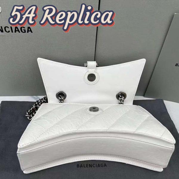 Replica Balenciaga Women Crush Small Chain Bag Quilted White Crushed Calfskin Aged-Silver Hardware 5