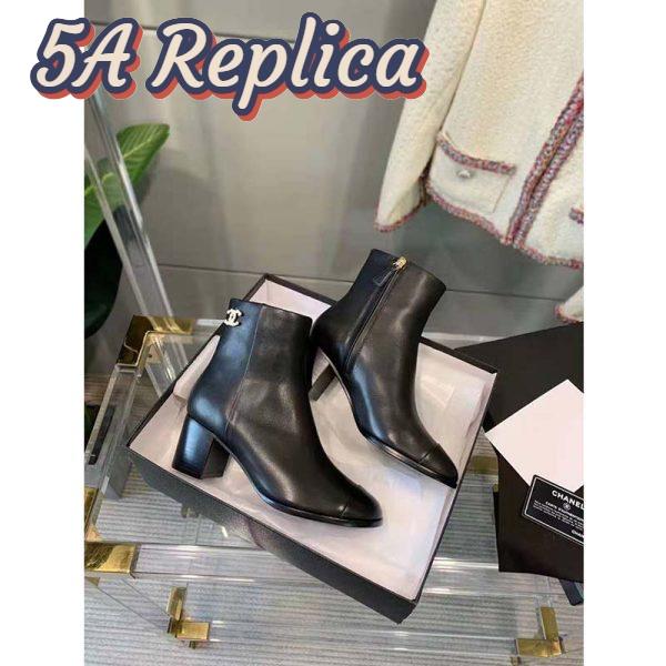 Replica Chanel Women Ankle Boots Calfskin Black 6.5 cm 2.6 in Heel 4