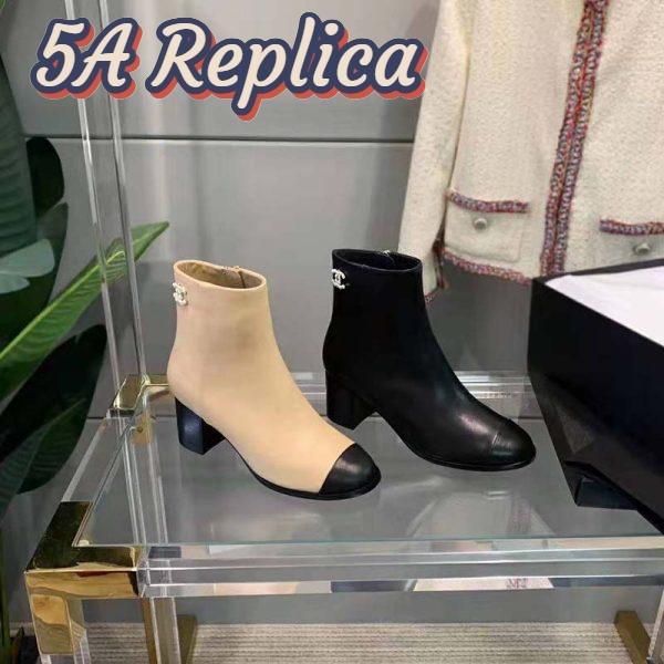 Replica Chanel Women Ankle Boots Calfskin Black 6.5 cm 2.6 in Heel 7