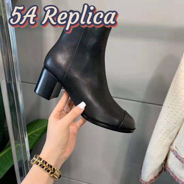 Replica Chanel Women Ankle Boots Calfskin Black 6.5 cm 2.6 in Heel 9