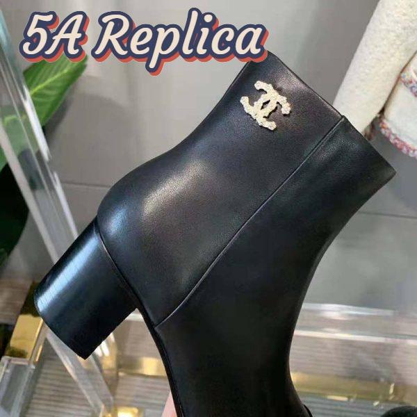 Replica Chanel Women Ankle Boots Calfskin Black 6.5 cm 2.6 in Heel 12