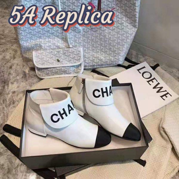 Replica Chanel Women Ankle Boots in Lambskin & Grosgrain Leather 1.5 cm Heel-Beige 3