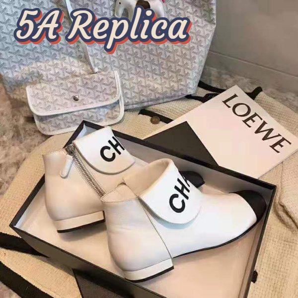 Replica Chanel Women Ankle Boots in Lambskin & Grosgrain Leather 1.5 cm Heel-Beige 4