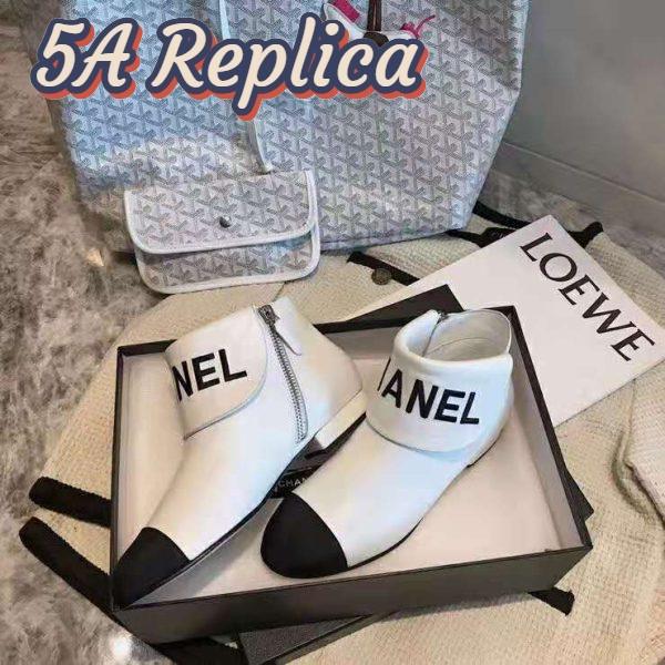 Replica Chanel Women Ankle Boots in Lambskin & Grosgrain Leather 1.5 cm Heel-Beige 6