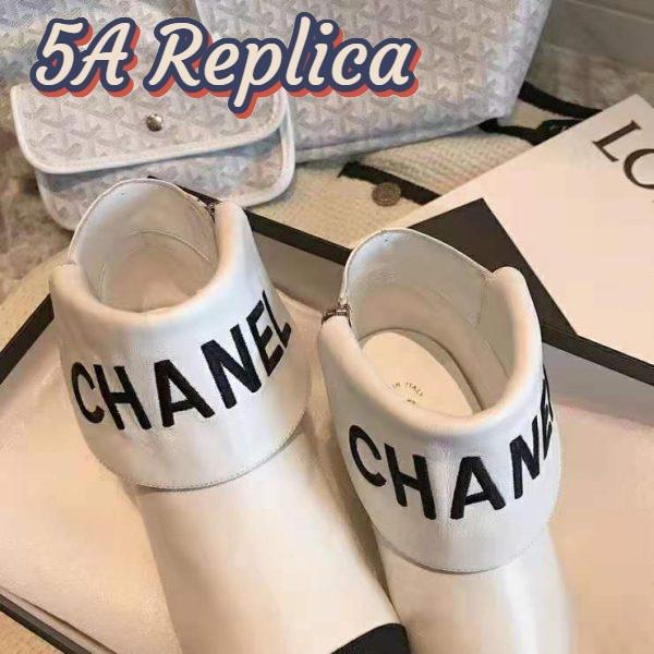 Replica Chanel Women Ankle Boots in Lambskin & Grosgrain Leather 1.5 cm Heel-Beige 9