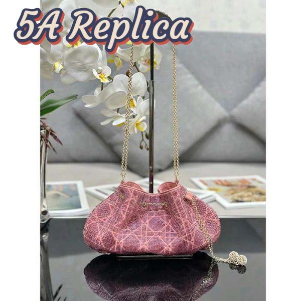 Replica Dior Women CD Dream Bucket Bag Ethereal Pink Cannage Cotton Bead Embroidery 2