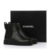 Replica Chanel Women CC Ankle Boots Calfskin Leather Black Low Heel