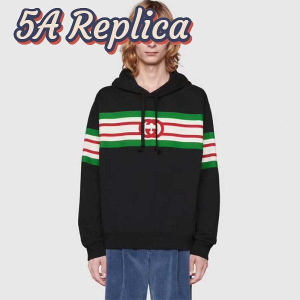 Replica Gucci Men Interlocking G Print Sweatshirt Washed Black Light Felted Cotton Jersey 13
