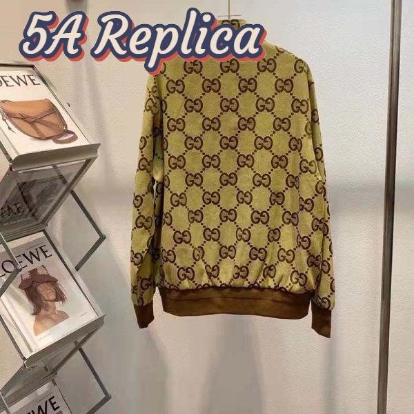 Replica Gucci Men Jumbo GG Canvas Jacket Beige Ebony Jumbo Cotton Wool Leather 5