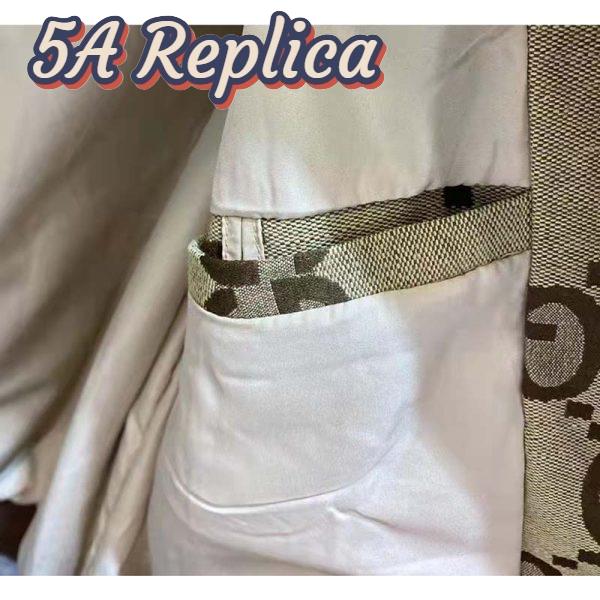 Replica Gucci Men Jumbo GG Canvas Jacket Beige Ebony Jumbo Cotton Wool Leather 11