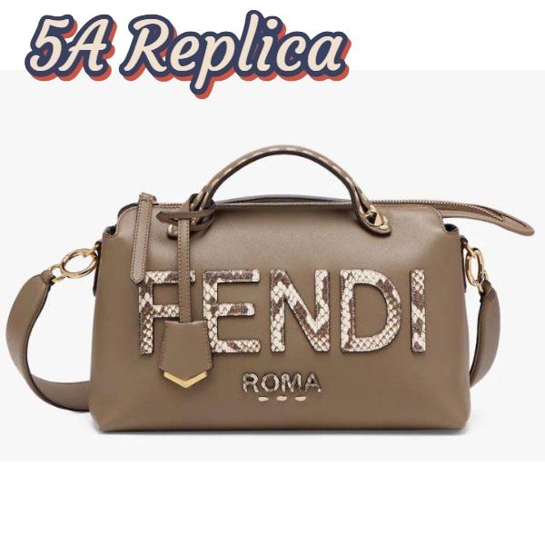 Replica Fendi FF Women By The Way Medium Gray Leather Elaphe Boston Bag