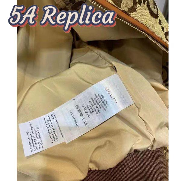 Replica Gucci Men Jumbo GG Canvas Jacket Beige Ebony Jumbo Cotton Wool Leather 12