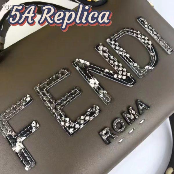 Replica Fendi FF Women By The Way Medium Gray Leather Elaphe Boston Bag 6