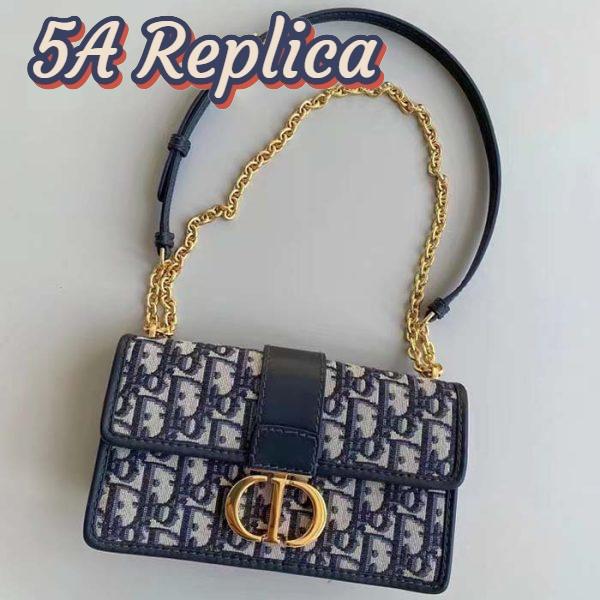 Replica Dior Women CD 30 Montaigne East-West Bag Chain Blue Oblique Jacquard 4