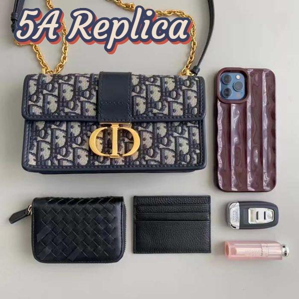 Replica Dior Women CD 30 Montaigne East-West Bag Chain Blue Oblique Jacquard 5