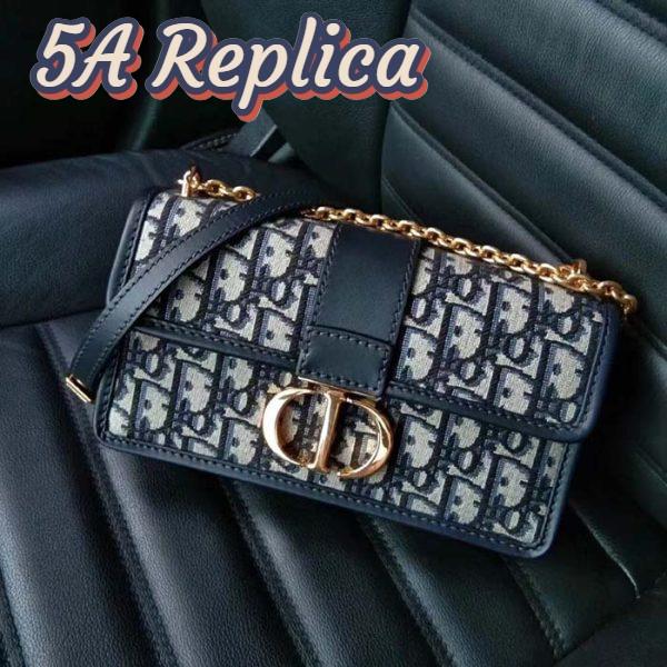 Replica Dior Women CD 30 Montaigne East-West Bag Chain Blue Oblique Jacquard 6