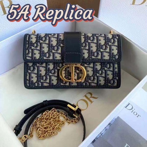 Replica Dior Women CD 30 Montaigne East-West Bag Chain Blue Oblique Jacquard 7